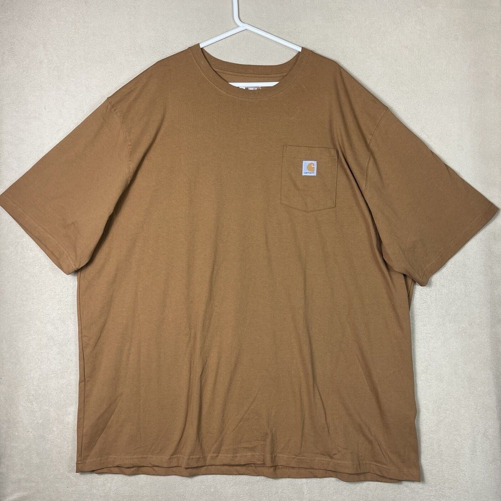 Carhartt K87 Pocket T-Shirt Mens 4XL Tall Brown Loose Fit Cotton Work Tee 12586